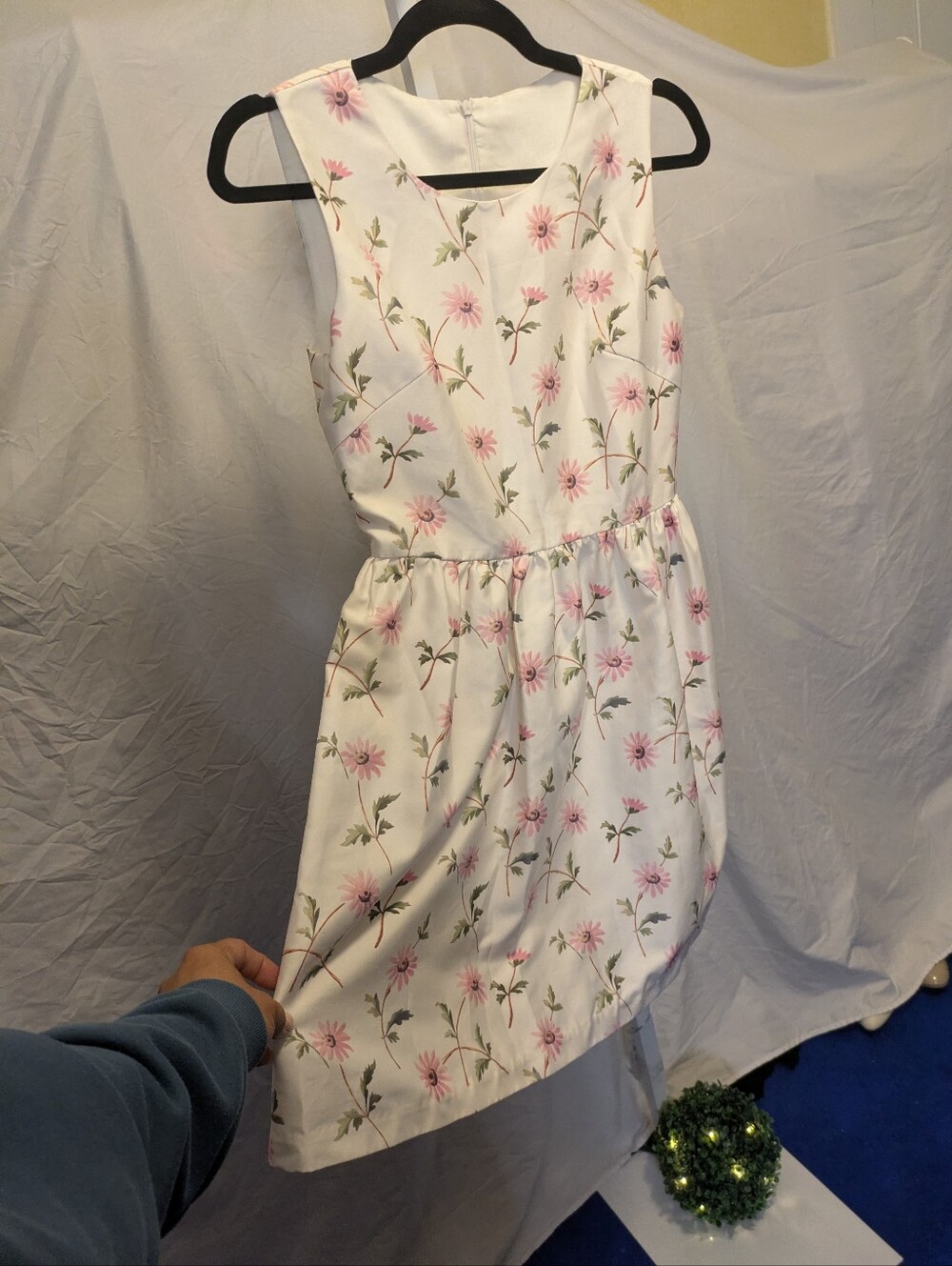 RED Valentino Cream Pink Daisy Floral Sleeveless Fit & Flare Mini Dress Size 36 - Picture 6 of 6